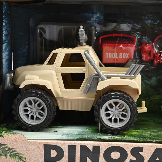 Dinosaur Playset With Jeep & Transport Trailer