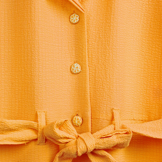 Girls Poly Cotton Jumpsuit Resort Collar-Mustard