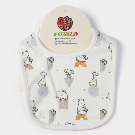 Animals Printed Baby Bibs/Apron | White