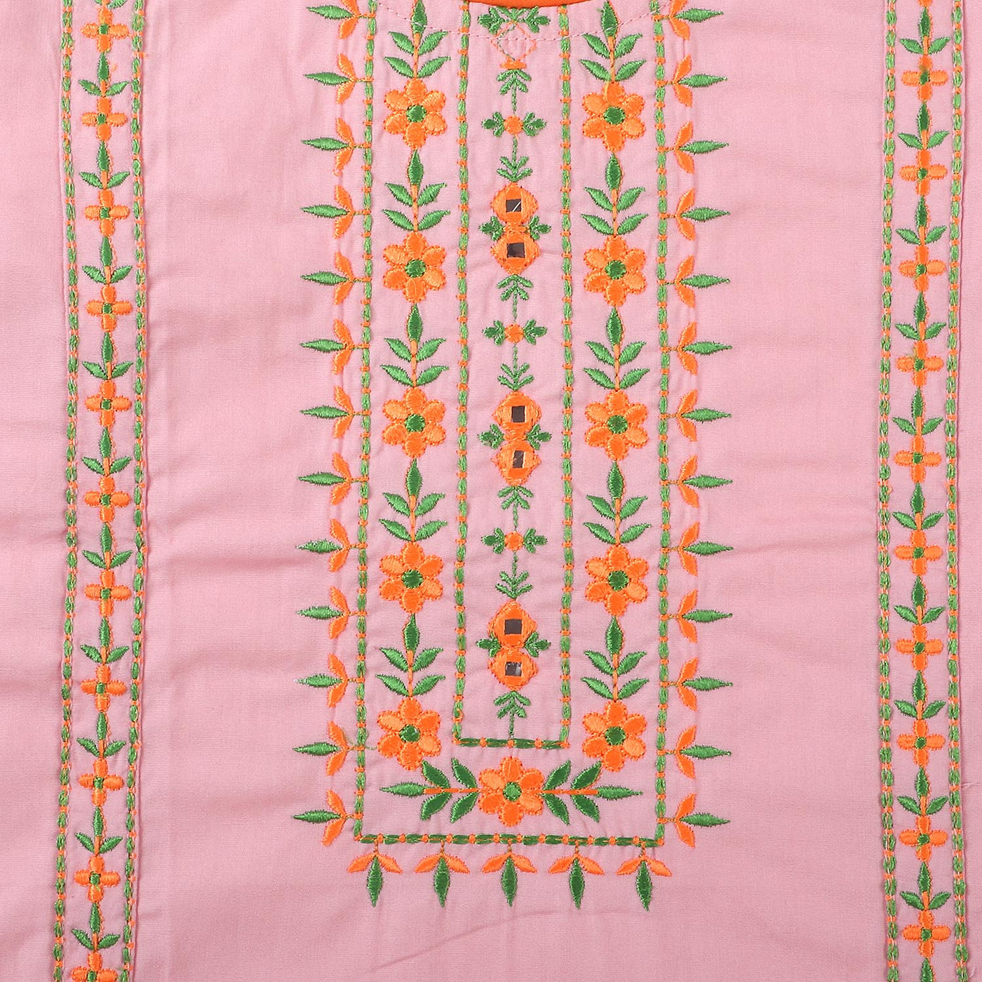 Girls Embroidered Kurti Delight Cotton- Pink