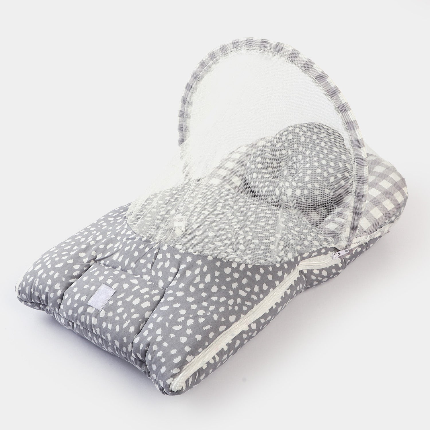 Baby Sleeping Bed In Grey Color With Mosquito Net and Pillow main image 1