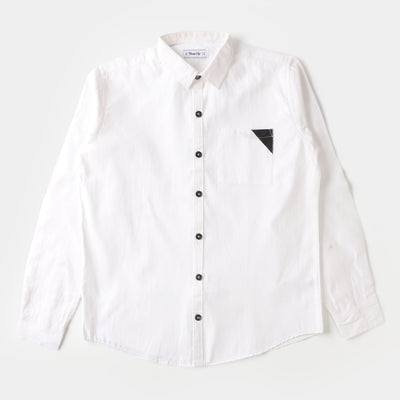 Teens Boys Casual Shirt F/S Be Your Self - White