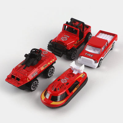 Fire Rescue Truck With 4Pcs Fire Vehicles For Kids