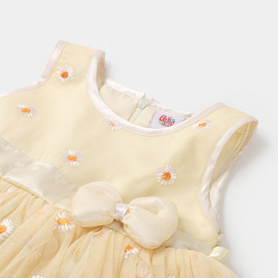Infant Girls Fancy Frock Flowers - Cream