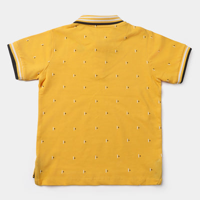 Boys Cotton PK Polo Triangles-Yellow