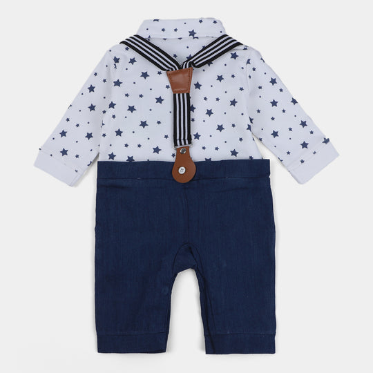 Infant Boys Knitted Rompers Formal Star Suit-White