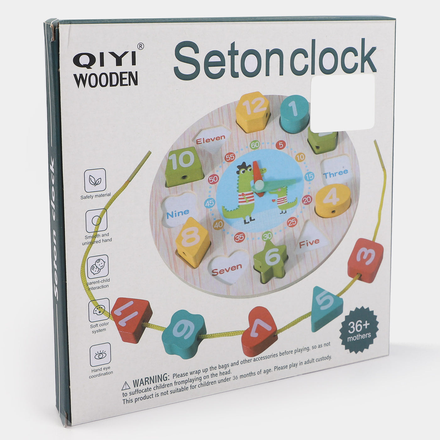 Educational Wooden Toy Set On Clock
