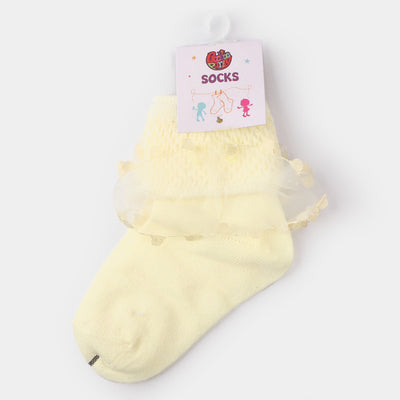 Girls  Heart Frill Socks-Cream