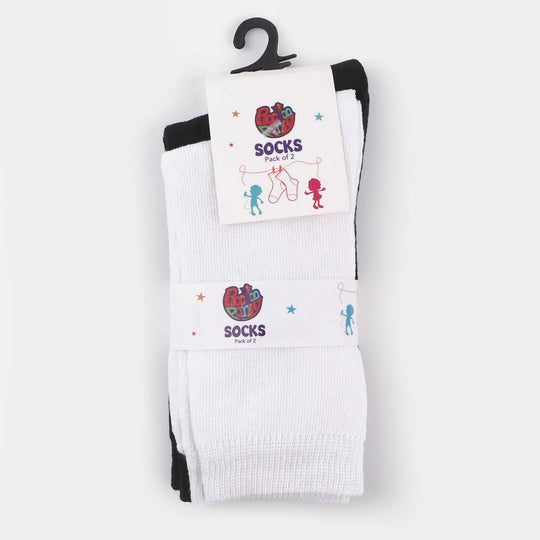 Boys Socks Pack of 2 Solid-White/Black