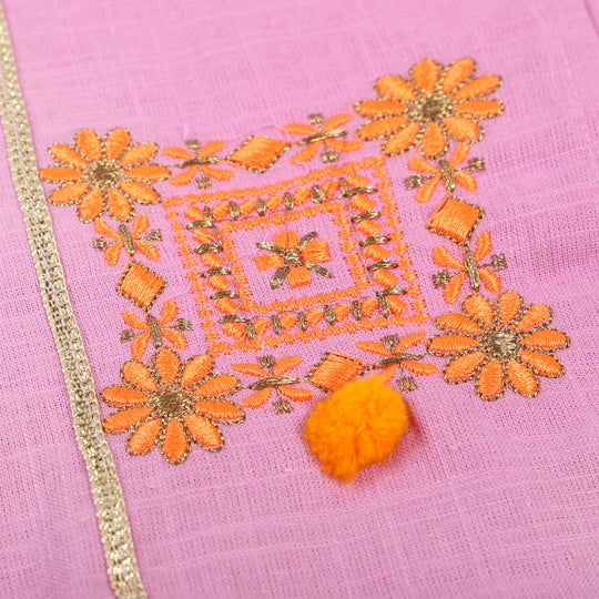Girls Cotton 3PCs Suit Dil Naz - Pink