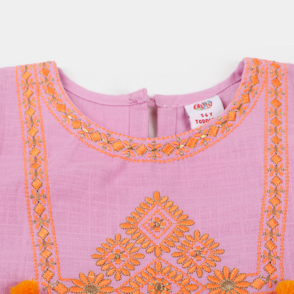 Girls Cotton 3PCs Suit Dil Naz - Pink