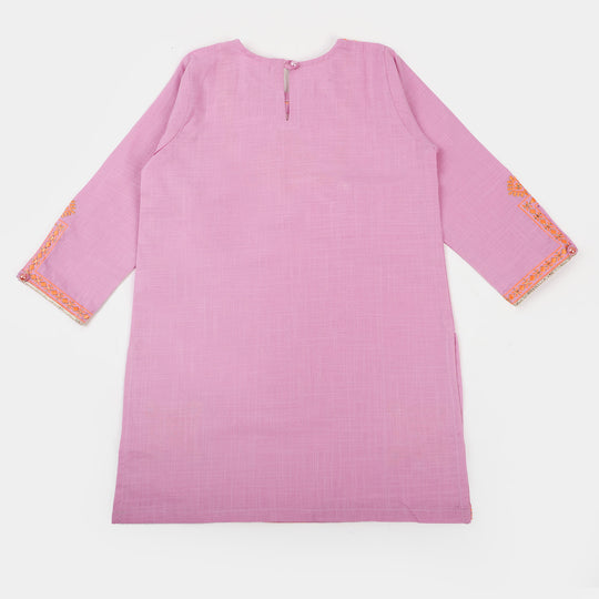 Girls Cotton 3PCs Suit Dil Naz - Pink