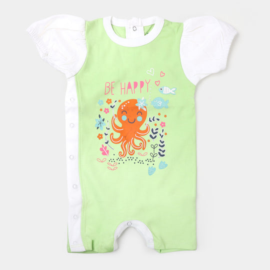 Infant Girls Knitted Rompers BE Happy - Sharp Green