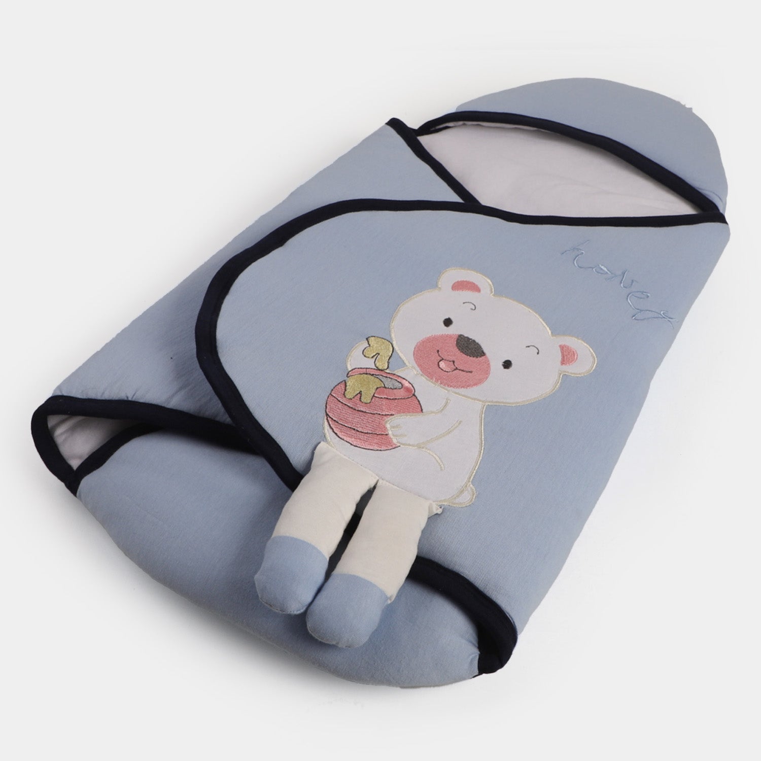Soft Pink Baby Carry Nest with Bear Hood – Cozy & Adorable Sleeping Wrap