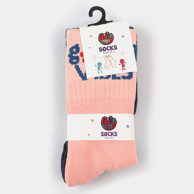 Girls Socks Pack of 2 Good Vibes/Self Love-Pink