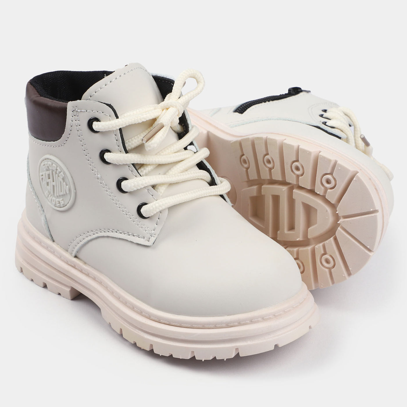 Casual Lace Up Boots For Boys PS-07-White