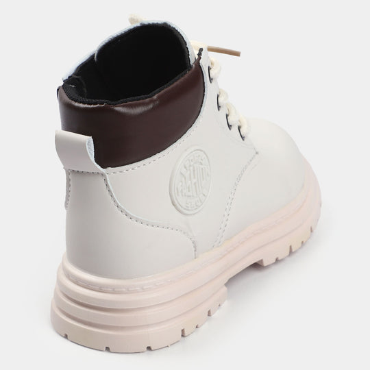 Casual Lace Up Boots For Boys PS-07-White