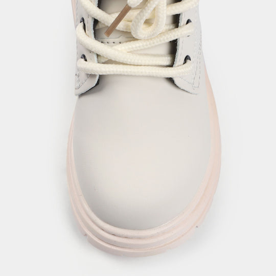 Casual Lace Up Boots For Boys PS-07-White