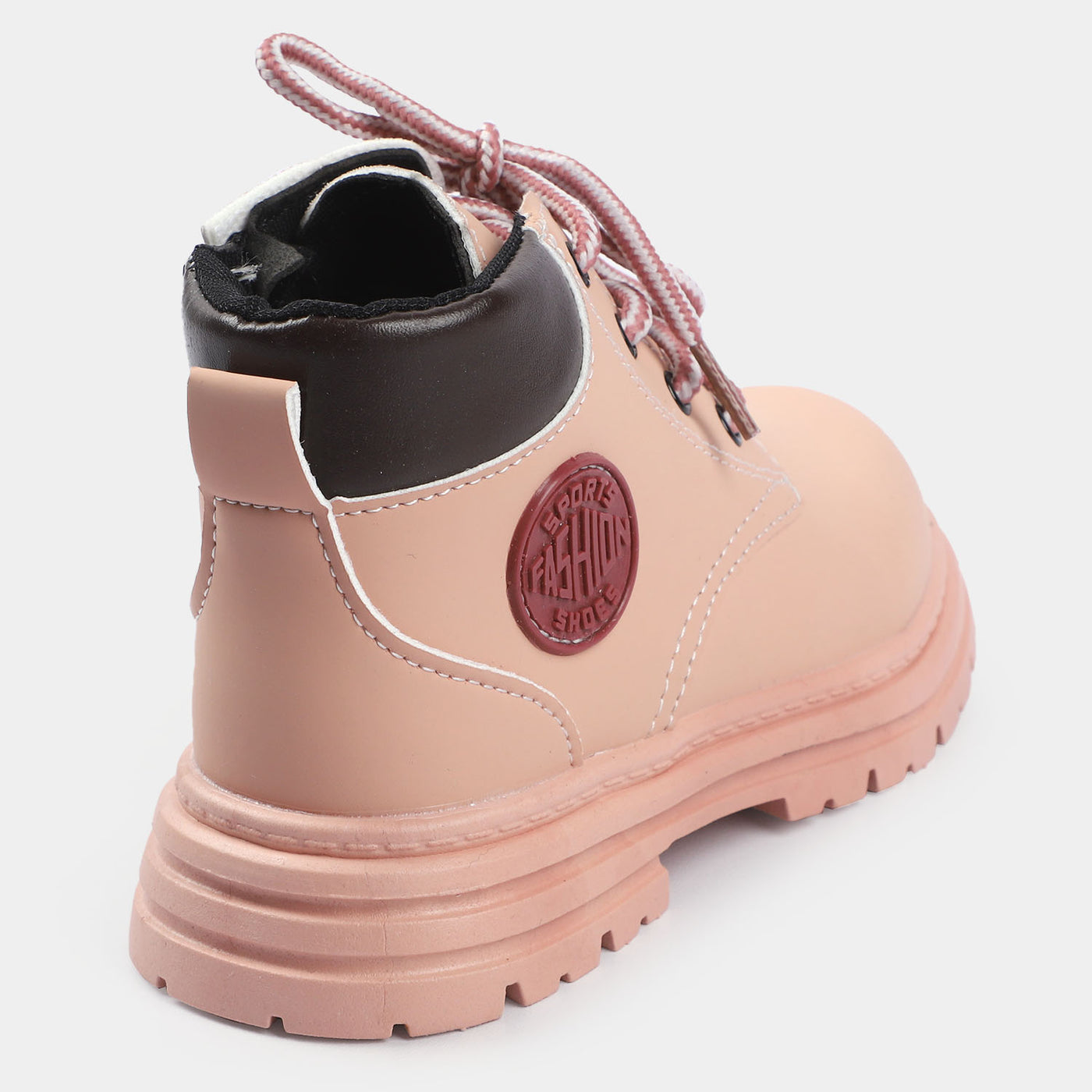 Girls Boots Lace Up PS-07-Pink