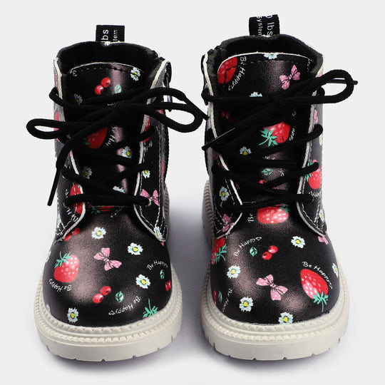GIRLS BOOTS Lace Up PS 05 BLACK