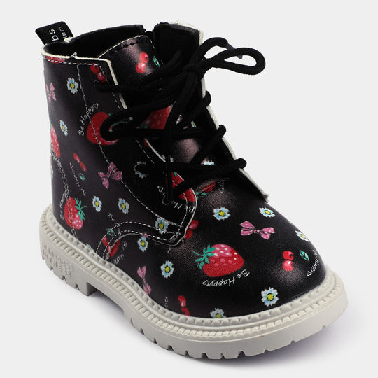 GIRLS BOOTS Lace Up PS 05 BLACK