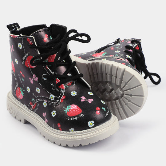 GIRLS BOOTS Lace Up PS 05 BLACK