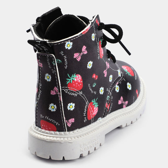 GIRLS BOOTS Lace Up PS 05 BLACK