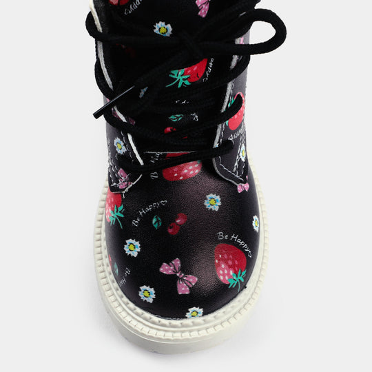 GIRLS BOOTS Lace Up PS 05 BLACK