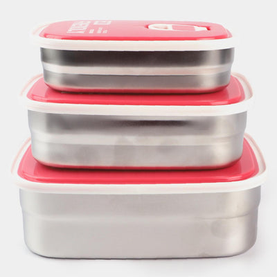 Tedemei Rectangle Stainless Steel Food Container 3 Pcs