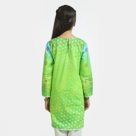Girls Cotton Independence Kurti Azadi Celebration - Green