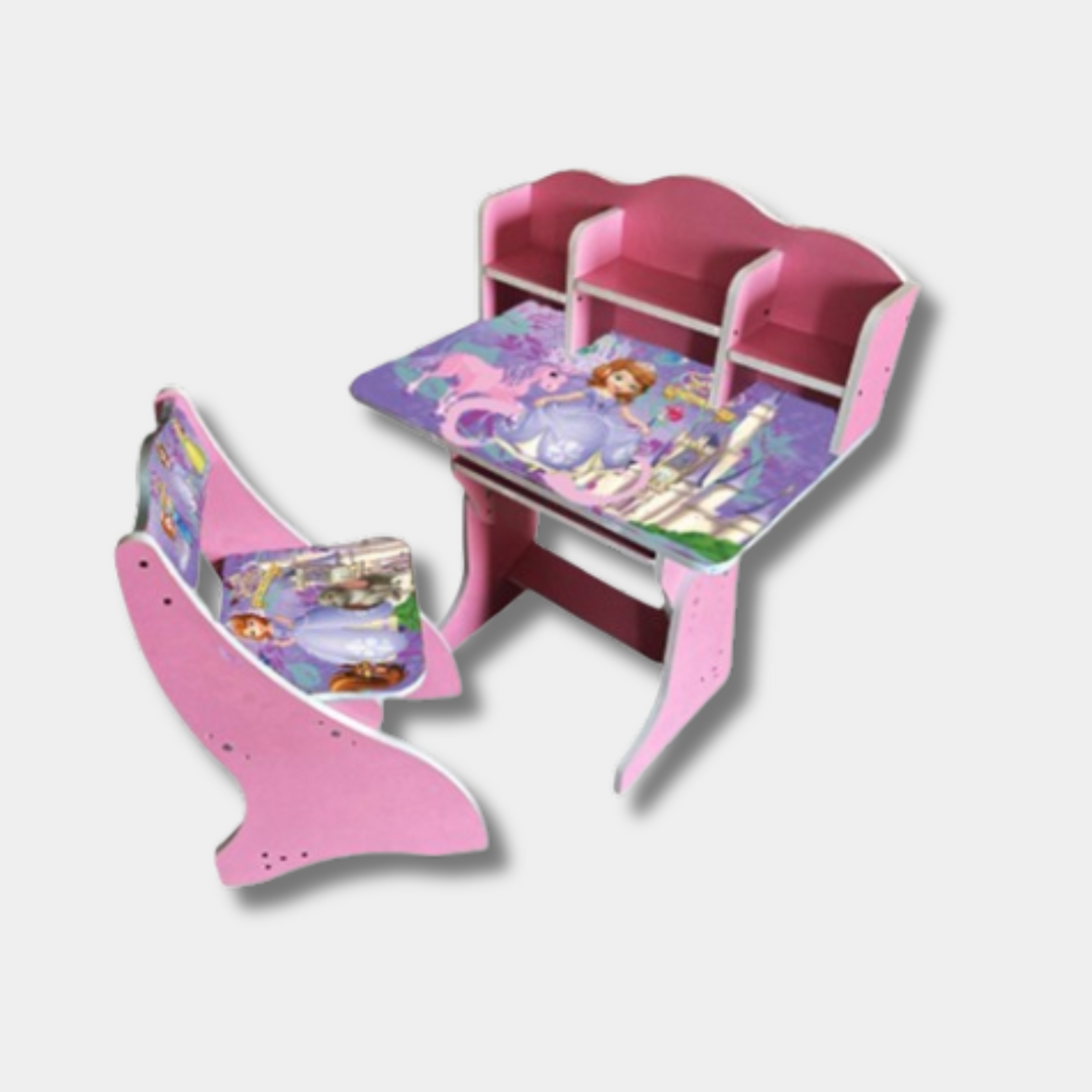 Multipurpose Adjustable Character Printed Study Activity Table With 1 Chair