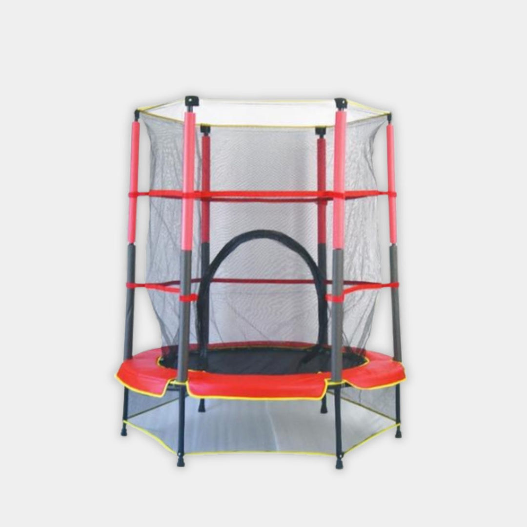 55-inch Indoor Outdoor Kids Trampoline with Safety Enclosure Net Exercise Bouncer