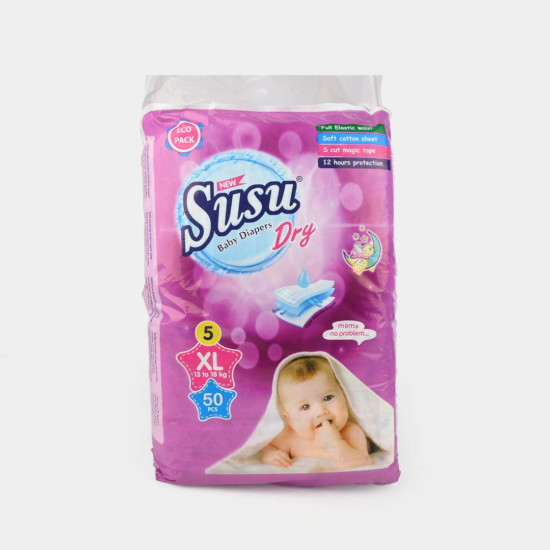 Susu Dry Baby Diapers Pack 50Pcs | XL