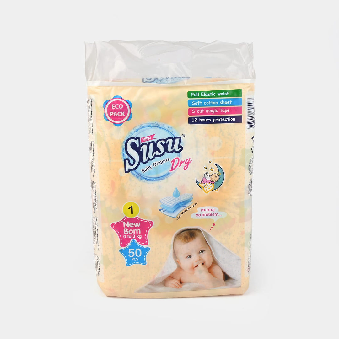 Suru Dry Baby Diapers Pack 50Pcs | Small NB