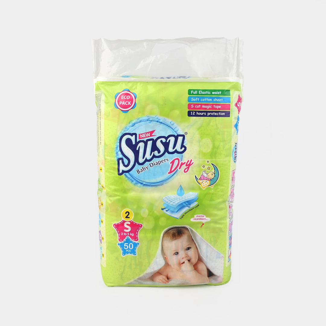 Susu Dry Baby Diapers Pack 50Pcs | Small