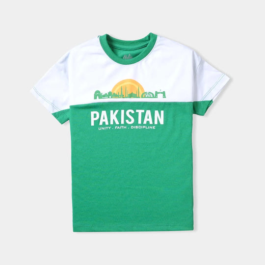 Boys Poly Cotton Jersey T-Shirt H/S Pakistan-Fern Green
