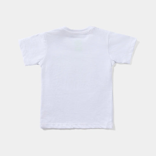 Infant Boys Poly Cotton Jersey T-Shirt Sequins Flag-White