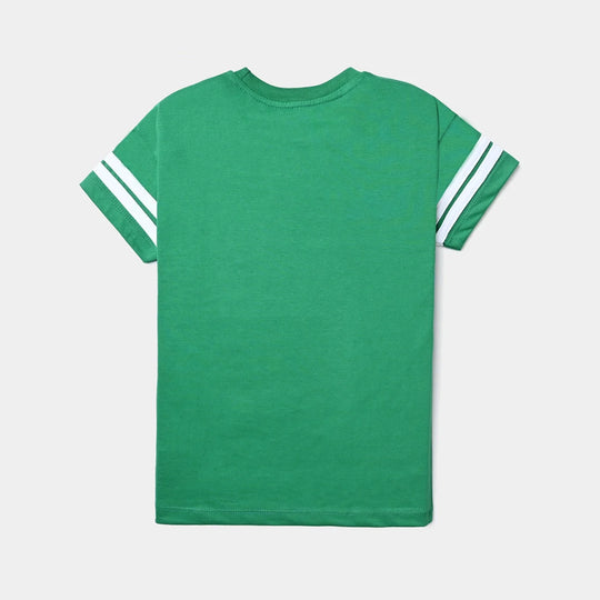 Boys Poly Cotton Jersey T-Shirt H/S Independence Day-Fern Green