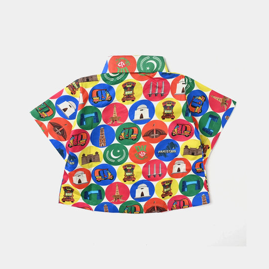 Infant Girls Cotton Poplin IND Top Pak Monuments-Multi