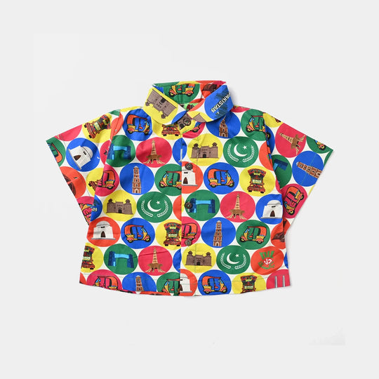 Infant Girls Cotton Poplin IND Top Pak Monuments-Multi