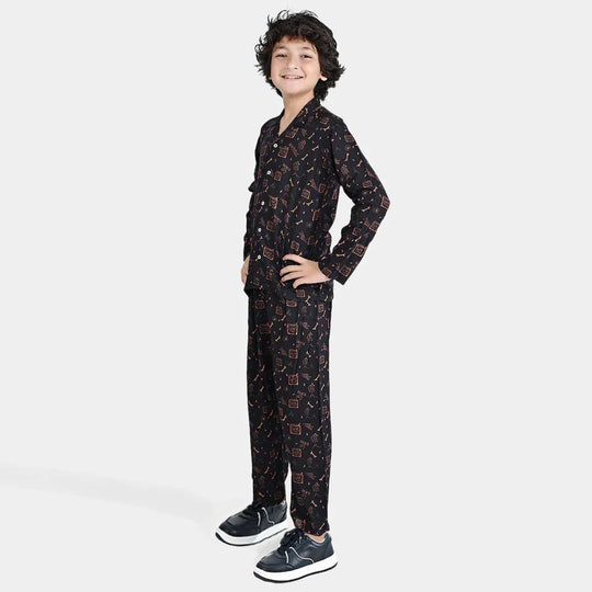 Boys Viscose Nightwear Suit Skate-BLACK