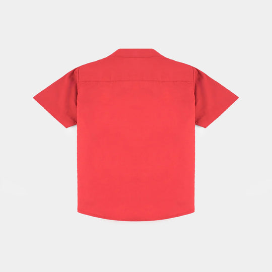Infant Boys Cotton Poplin Casual Shirt (Character)-Red