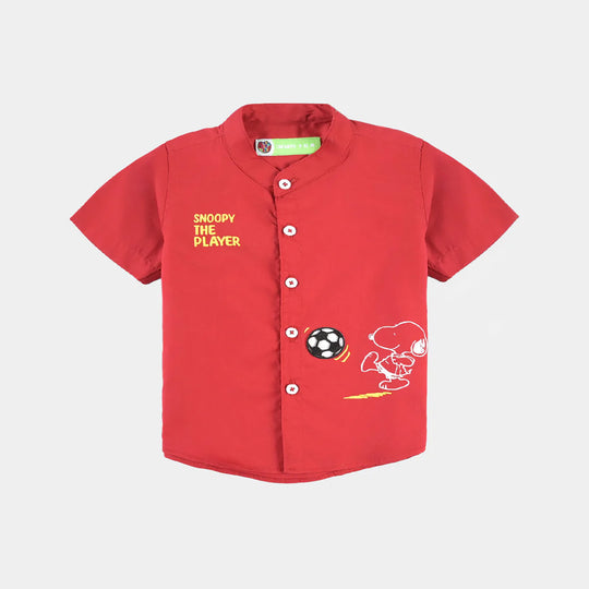 Infant Boys Cotton Poplin Casual Shirt (Character)-Red