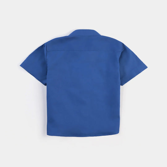 Infant Boys Cotton Poplin Casual Shirt H/S-Blue