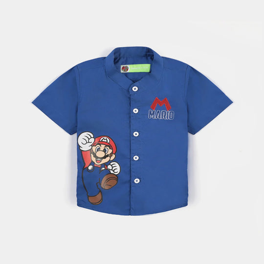 Infant Boys Cotton Poplin Casual Shirt H/S-Blue