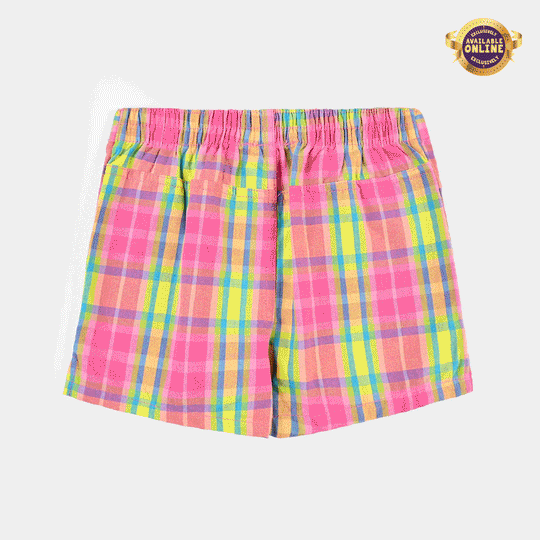 Infant Girls Poly Cotton Short Big check-Multi