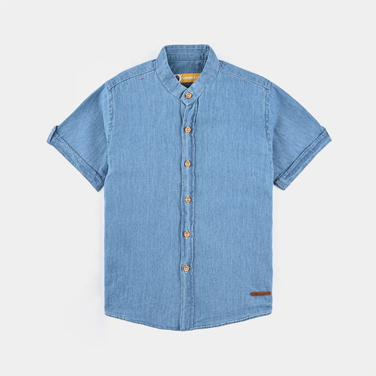 Boys Tencel Denim 2pc Suit-Blue