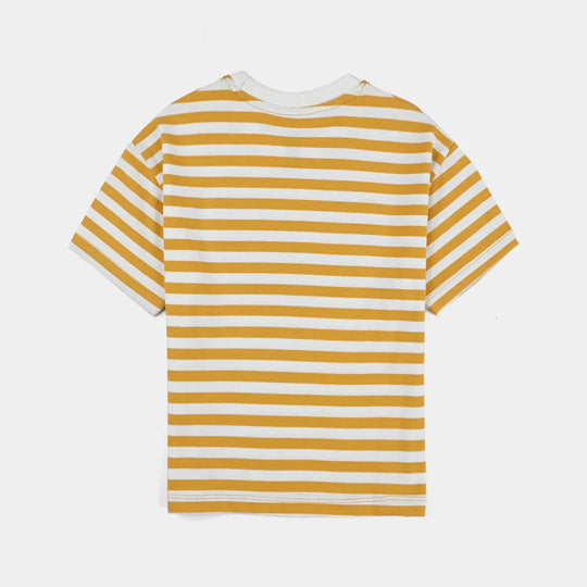 Boys Yarn Dyed T-Shirt H/S SUMMER BREAK-Lemon