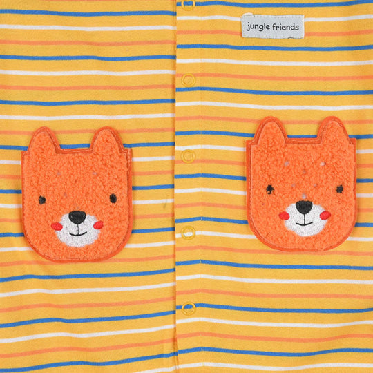 Infant Boys Cotton Interlock Knitted Romper Jungle Friend-Yellow