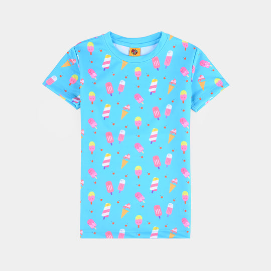 Girls MicroFiber 2Pc Suit ICE CREAM - Blue